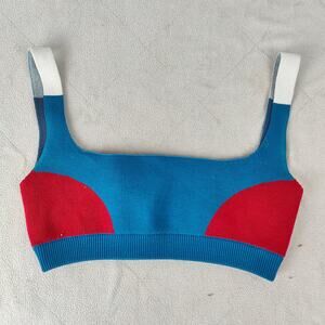 Nagnata Color Block Bralette Womens XS Teal Rouge Pullover Knit‎ Squareneck Gym